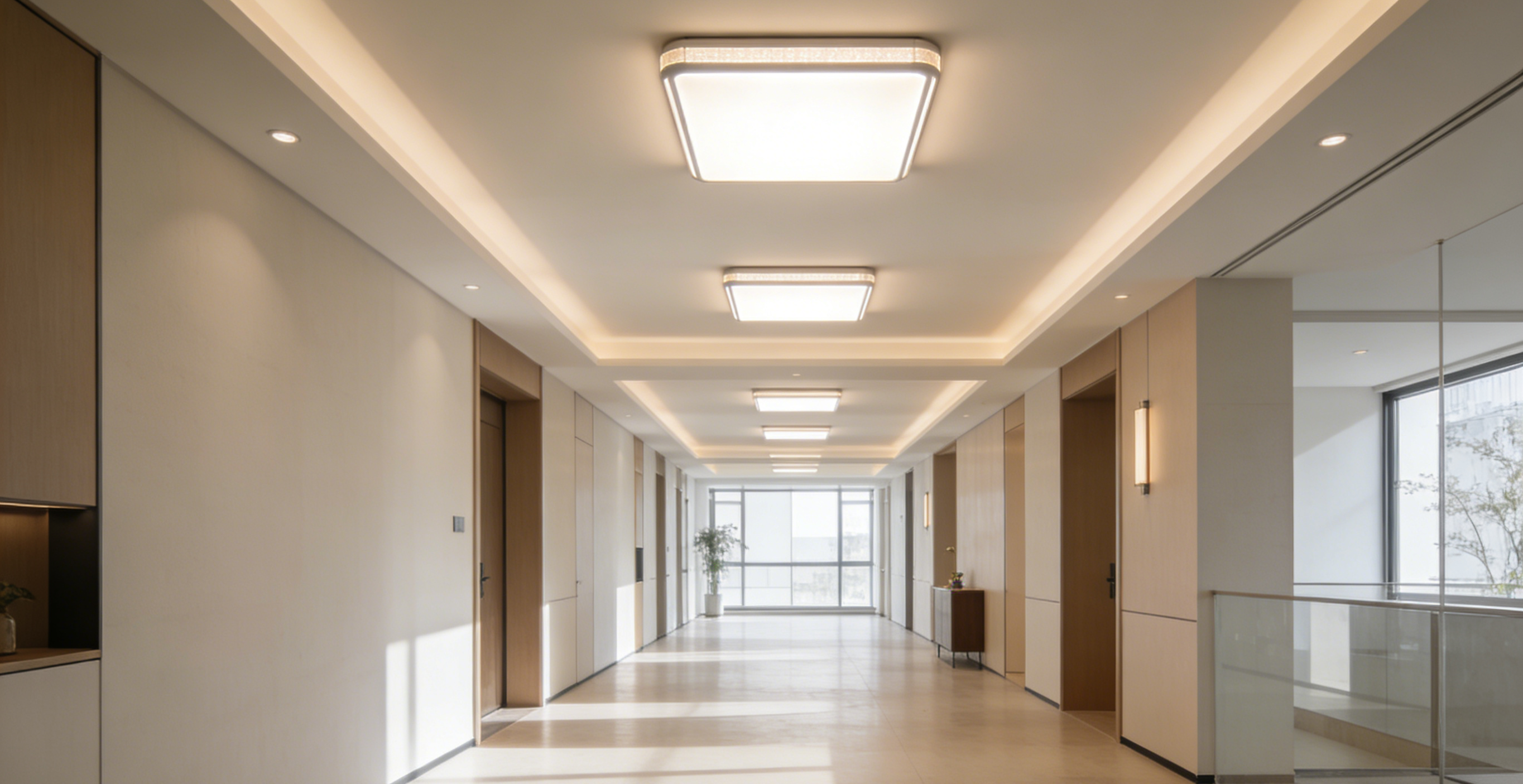 How to design a layout that eliminates dark areas in a corridor?