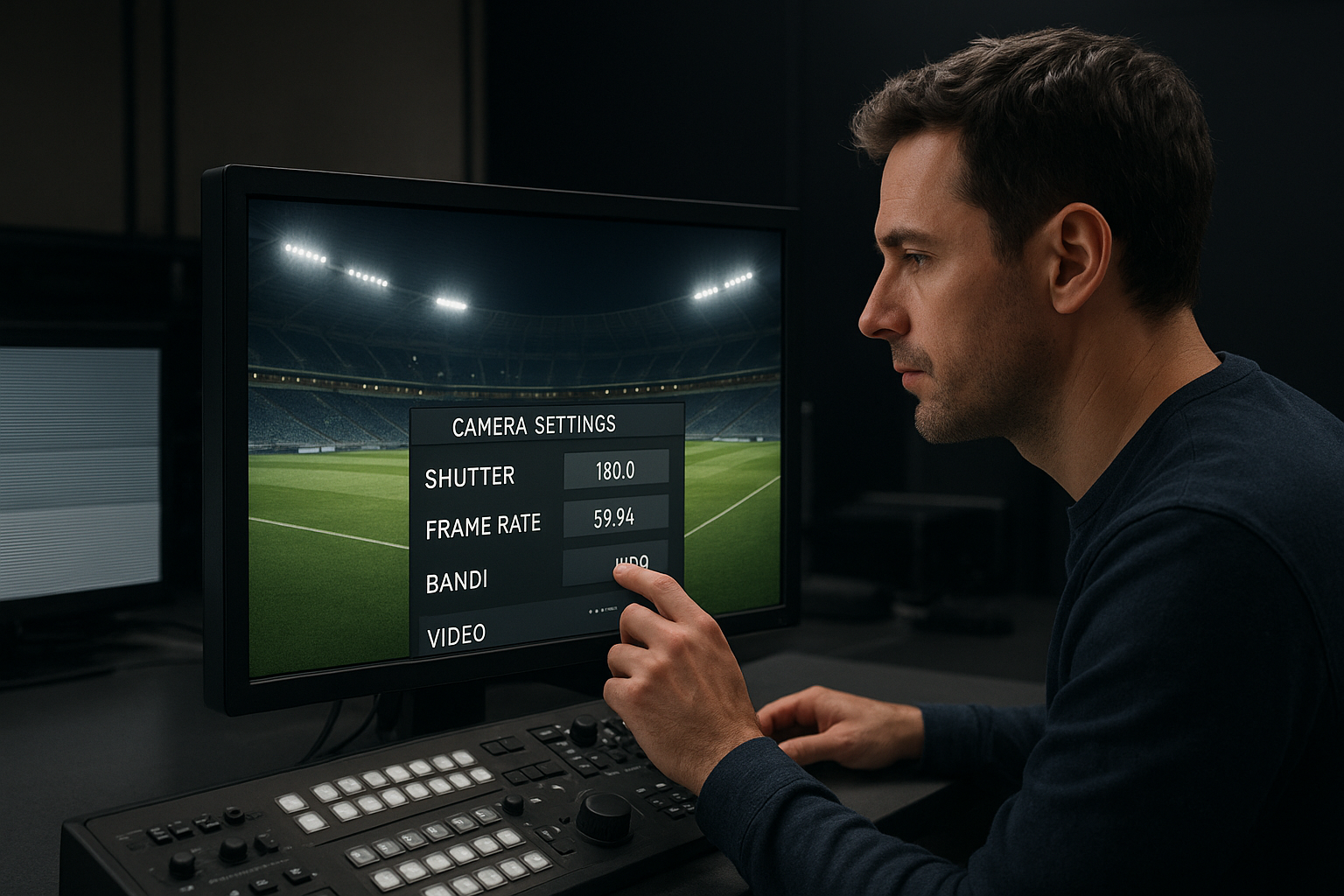 Broadcast camera settings and banding risk check under stadium lighting