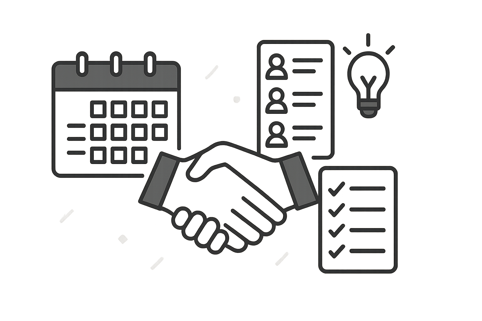 Trade show meeting plan with calendar, contact list, and checklist