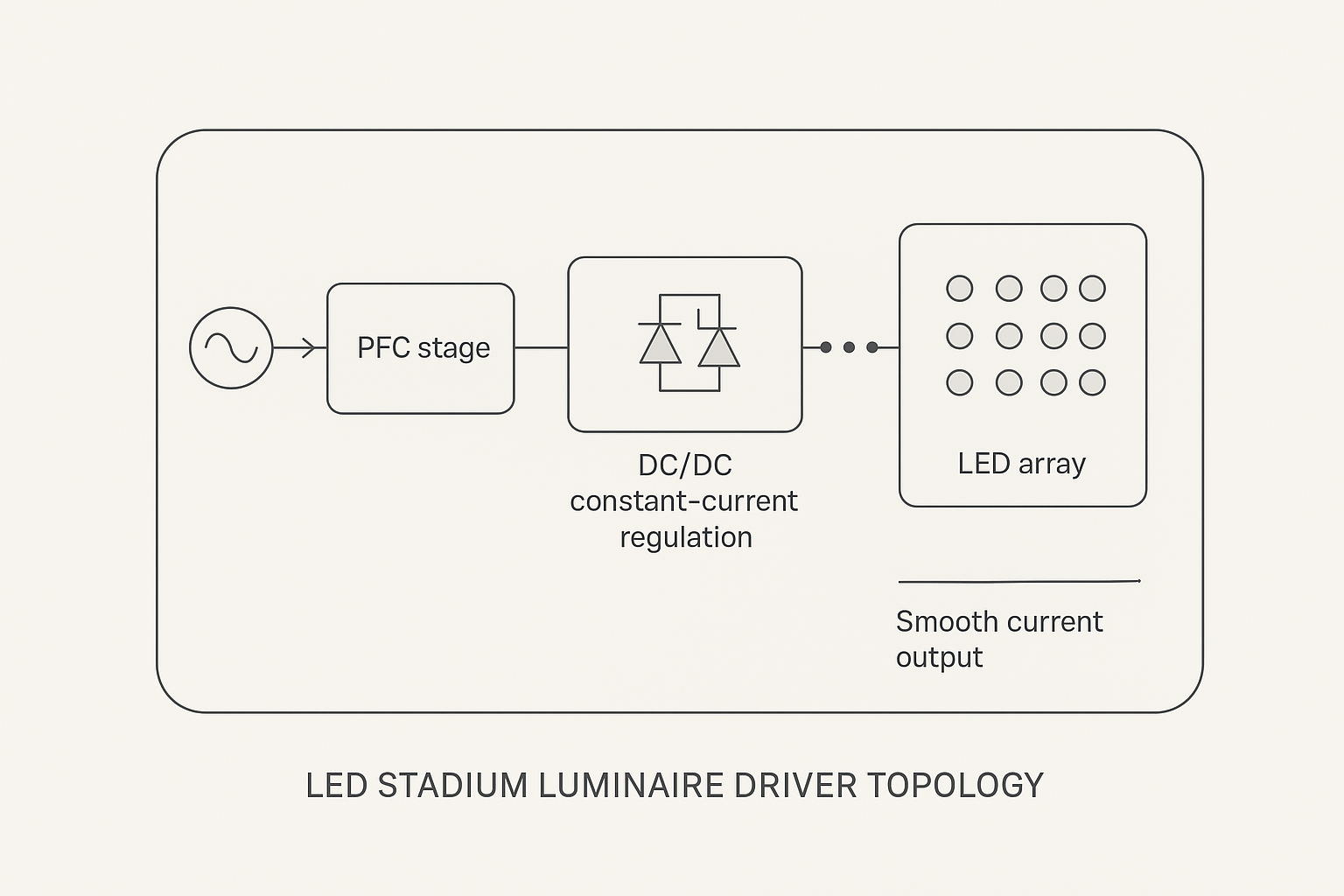 LED luminaire driver topology and constant-current regulation concept
