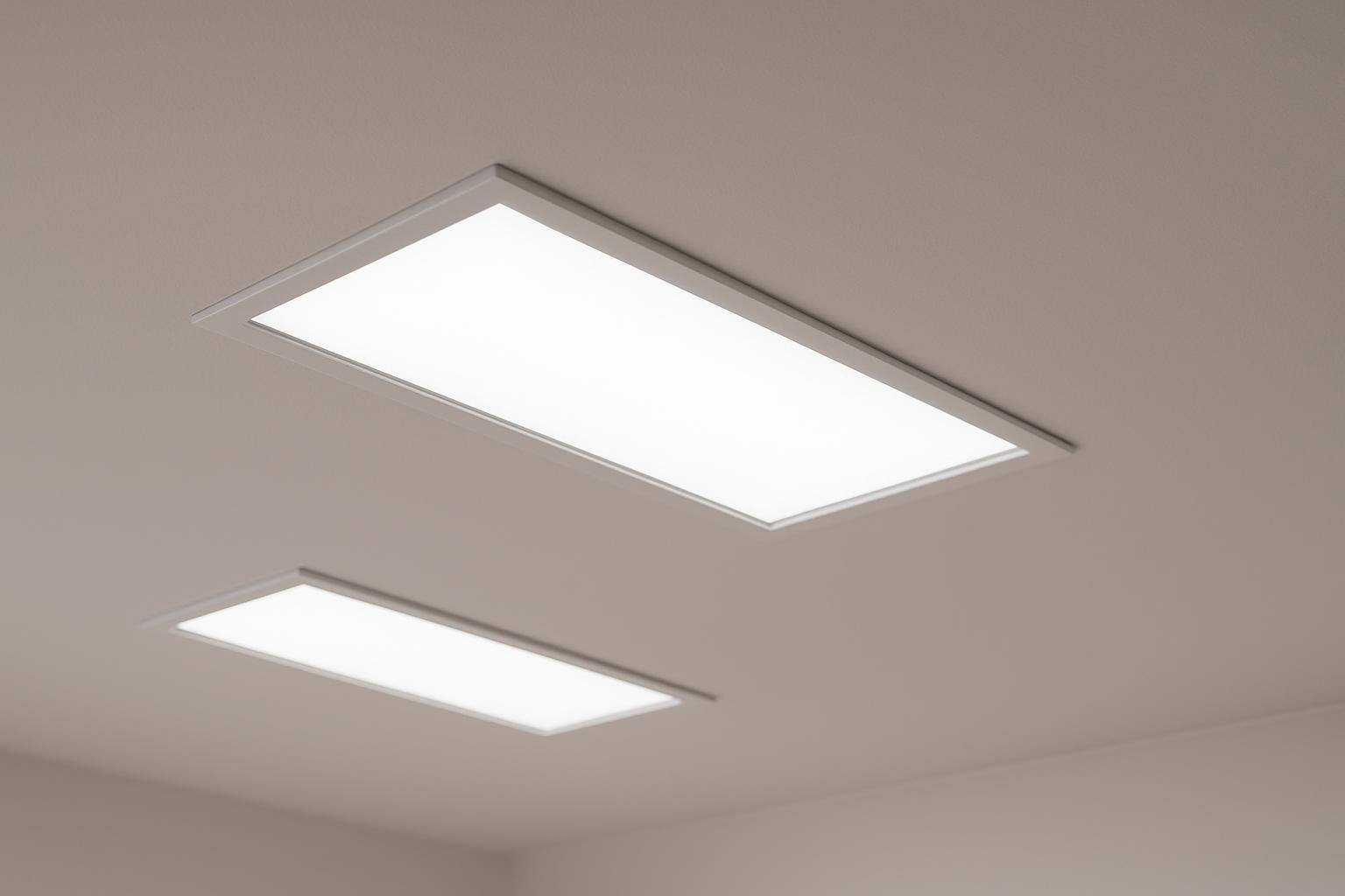 눈부심이 적은 편안한 조명을 갖춘 현대적인 사무실 워크스테이션