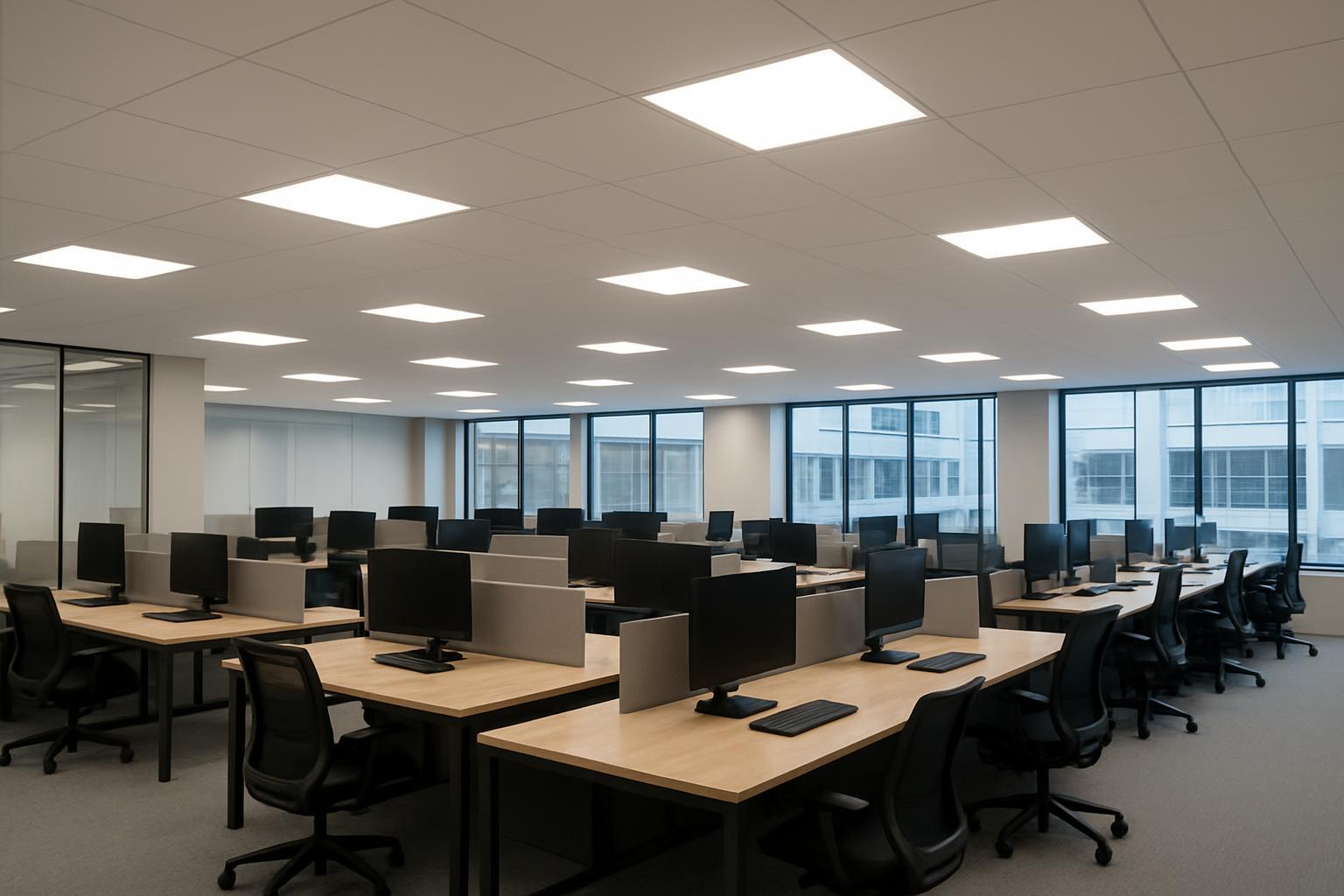 G&ouml;mme kare panel ışıklı minimalist ticari ofis tavanı