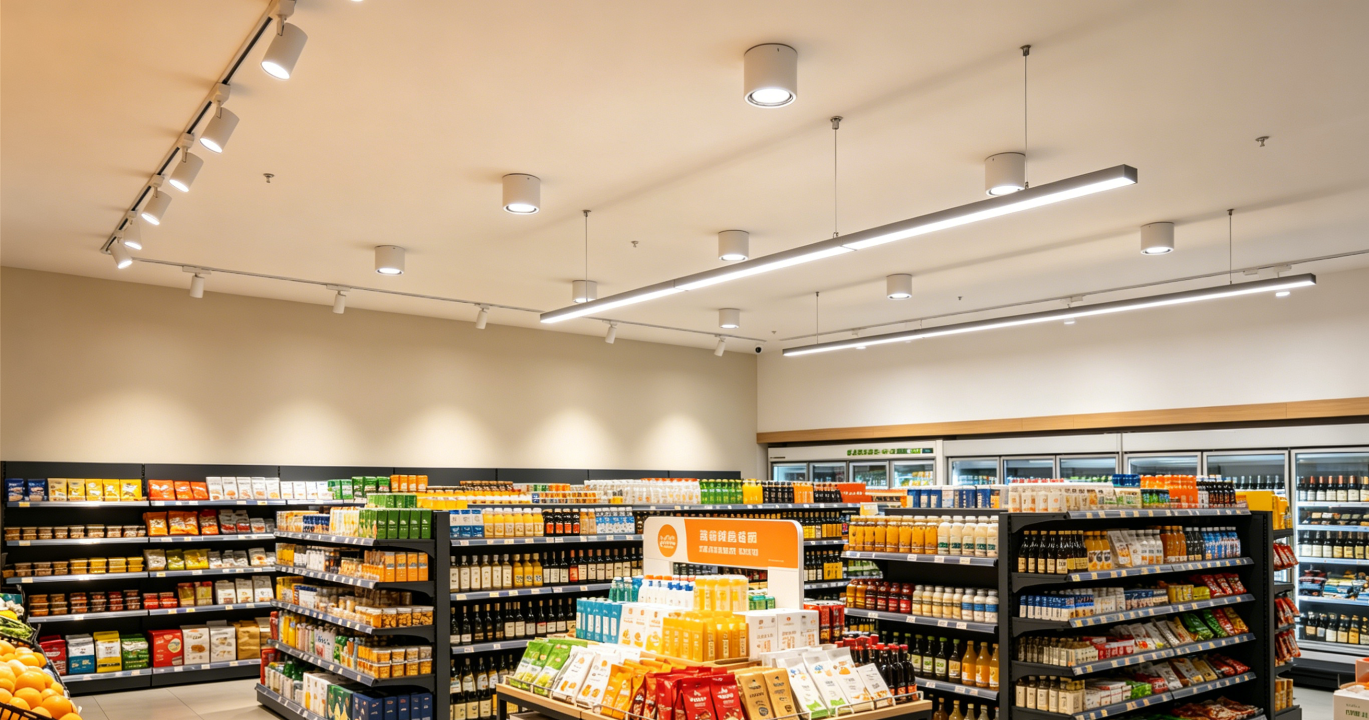图片7-15：（Solution + Application）小标题2：商超连锁照明（Combined KEOU spotlights, downlights &amp; ceiling lights for chain department supermarkets）.png