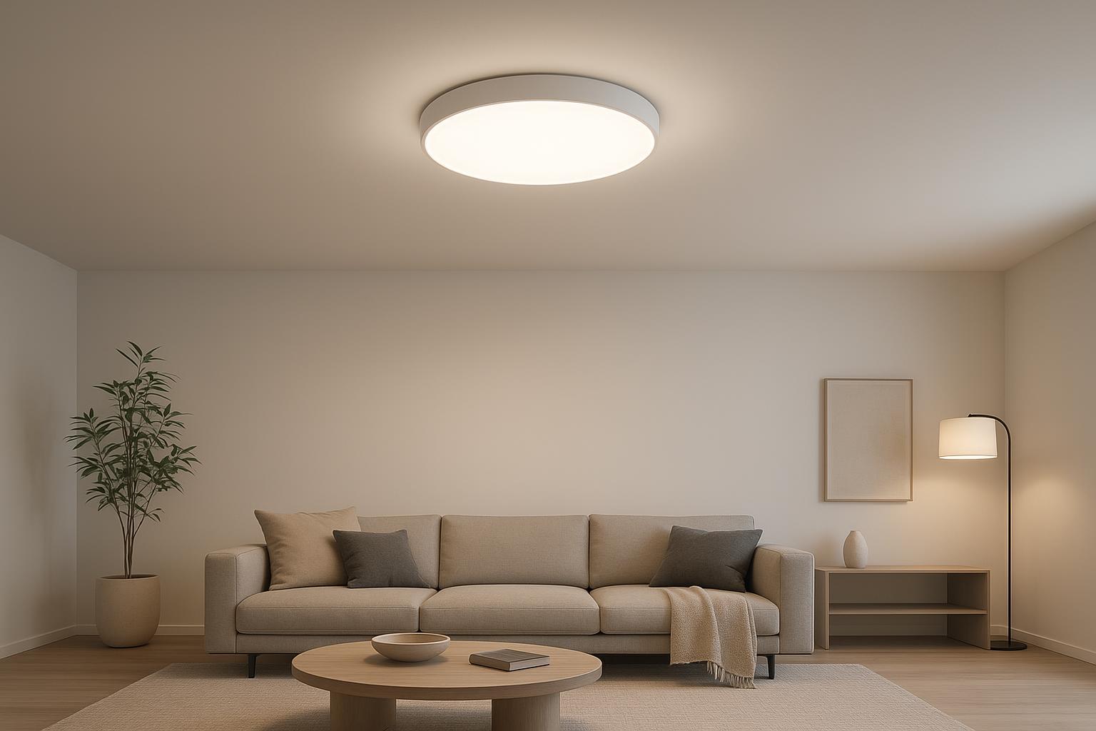 Cross-section comparison of ultra-thin, standard low-profile, and deeper glare-control flush-mount ceiling light designs for 8-foot ceilings