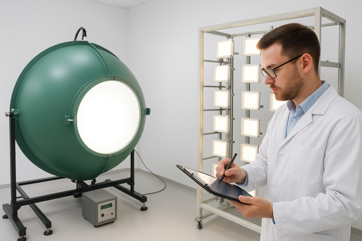 LED lighting quality control: integrating sphere testing and aging test racks